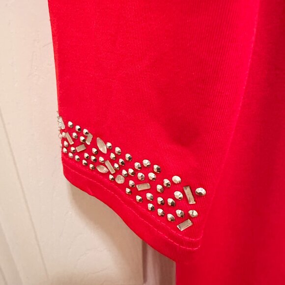 Red Feather-Trimmed Statement Jumpsuit - Picture 3 of 7